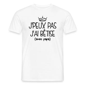 J'ai Bêtise Avec Papa - T-shirt homme - blanc - Devant - AI Model Male 178 dark (178cm)