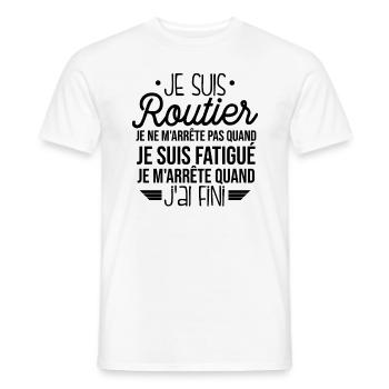 JE SUIS ROUTIER - T-shirt homme - blanc - Devant - AI Model Male 178 dark (178cm)