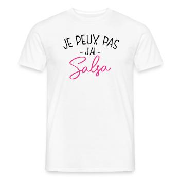 Pas Dispo, Salsa Oblige - T-shirt homme - blanc - Devant - AI Model Male 178 dark (178cm)