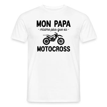 Mon Papa Motocross - T-shirt homme - blanc - Devant - AI Model Male 178 dark (178cm)