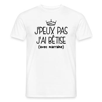 Pas Dispo, Bêtise Avec Marraine - T-shirt homme - blanc - Devant - AI Model Male 178 dark (178cm)