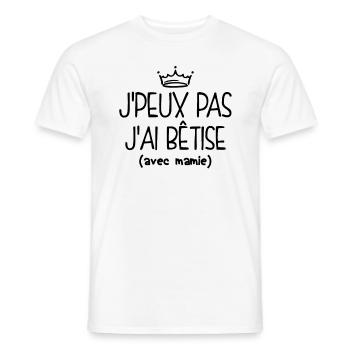 Bêtise Avec Mamie - Amusant - T-shirt homme - blanc - Devant - AI Model Male 178 dark (178cm)