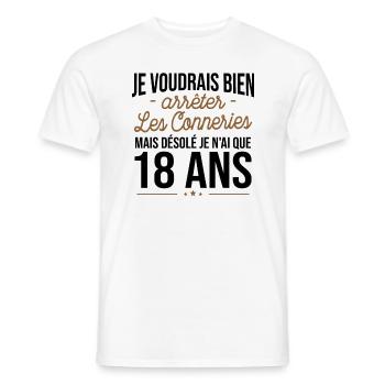 Arrêter Les Conneries À 18 Ans - T-shirt homme - blanc - Devant - AI Model Male 178 dark (178cm)