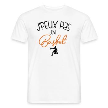 Pas Dispo, Basket Oblige - T-shirt homme - blanc - Devant - AI Model Male 178 dark (178cm)