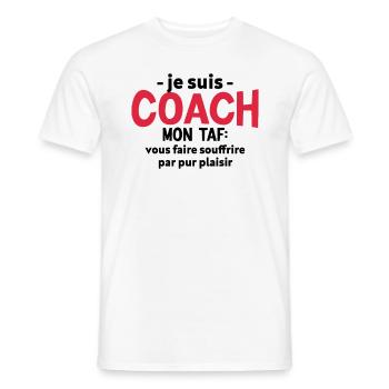 Coach Humour Cadeau Sportif - T-shirt homme - blanc - Devant - AI Model Male 178 dark (178cm)
