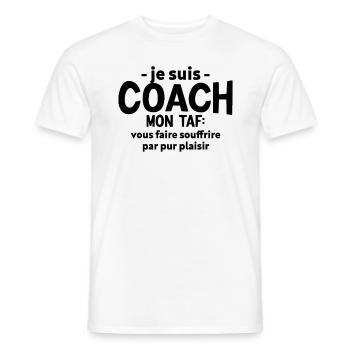 Coach Humour Cadeau Sportif - T-shirt homme - blanc - Devant - AI Model Male 178 dark (178cm)