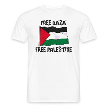 Free Gaza & Palestine - Men's T-Shirt - white - Front - AI Model Male 178 dark (178cm)