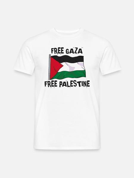 Gaza y Palestina libres - Camiseta hombre - blanco