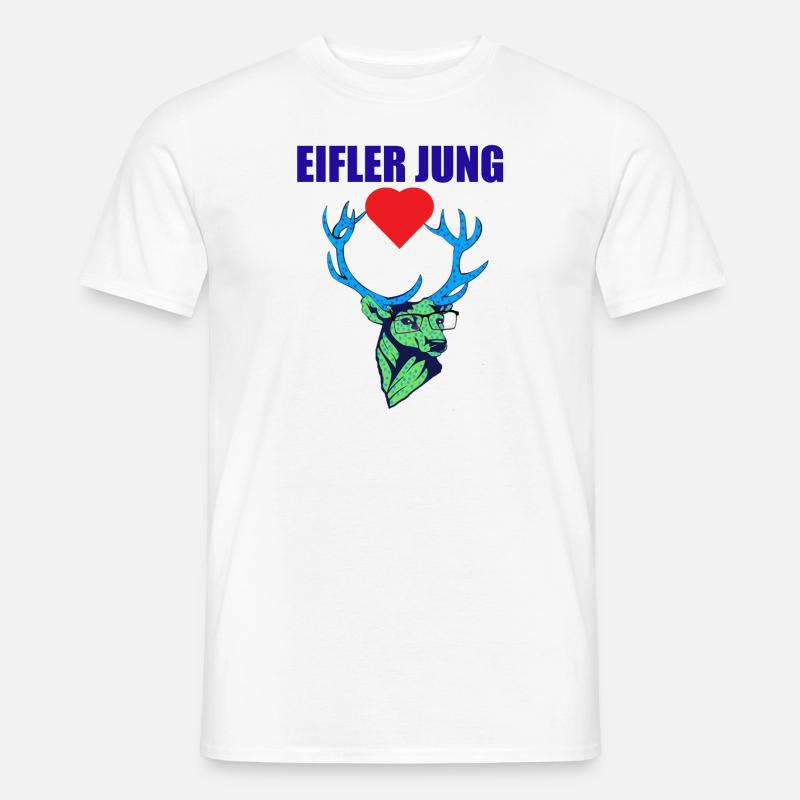 Eifler Jung, Hirsch mit Herz -Eifel Geschenke - Männer T-Shirt - Weiß