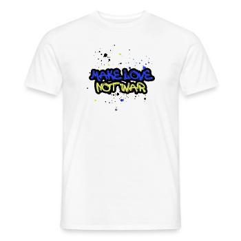 make love not war, ukraine,war,graffiti - Men's T-Shirt - white - Front - AI Model Male 178 dark (178cm)
