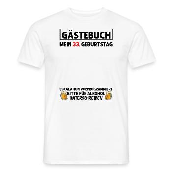 Gästebuch 33. Geburtstag Mann Frau 33 Jahre - Männer T-Shirt - Weiß - Vorne - AI Model Male 178 dark (178cm)