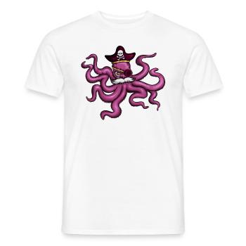 Oktopus Pirat Piratenhut Augenklappe Schnurbart - Männer T-Shirt - Weiß - Vorne - AI Model Male 178 dark (178cm)