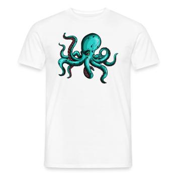 8 Armed Blue Octopus Squid Fan Lover - Men's T-Shirt - white - Front - AI Model Male 178 dark (178cm)