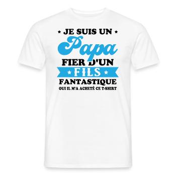 Je suis un papa fier d'un fils, Cadeau papa - T-shirt homme - blanc - Devant - AI Model Male 178 dark (178cm)