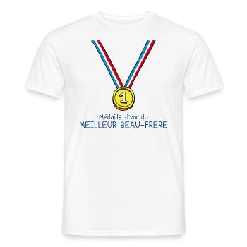 T-shirt Médaille d'or du meilleur beau-frère - T-shirt homme - blanc - Devant - AI Model Male 178 dark (178cm)