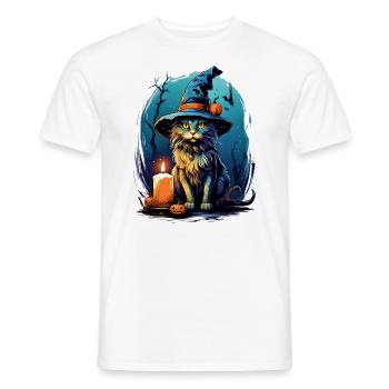 Modèle vierge de chat d’Halloween 4.0 - T-shirt homme - blanc - Devant - AI Model Male 178 dark (178cm)