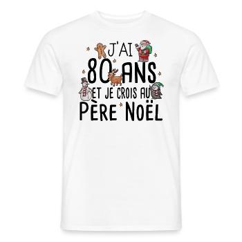 80 Ans Anniversaire Cadeau Père Noël Humour - T-shirt homme - blanc - Devant - AI Model Male 178 dark (178cm)