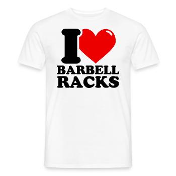 I Love Barbell Racks – Fitness Weightlifting - Men's T-Shirt - white - Front - AI Model Male 178 dark (178cm)