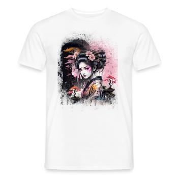 geisha, graffiti,kawaii,anime,frau,asiatin - Männer T-Shirt - Weiß - Vorne - AI Model Male 178 dark (178cm)