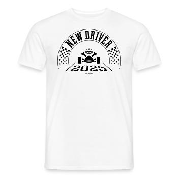 New Driver 2025 (Driving Licence / Black) - Men's T-Shirt - white - Front - AI Model Male 178 dark (178cm)