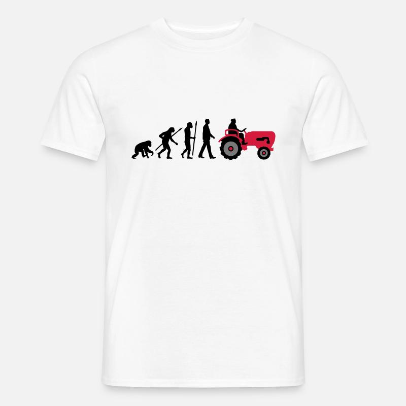 evolution_bauer_mit_traktor_032013_a_3c - Männer T-Shirt - Weiß