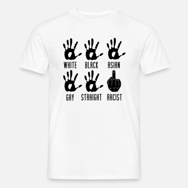 Multikulti Mittelfinger Anti Rassismus Geschenk - Männer T-Shirt - Weiß