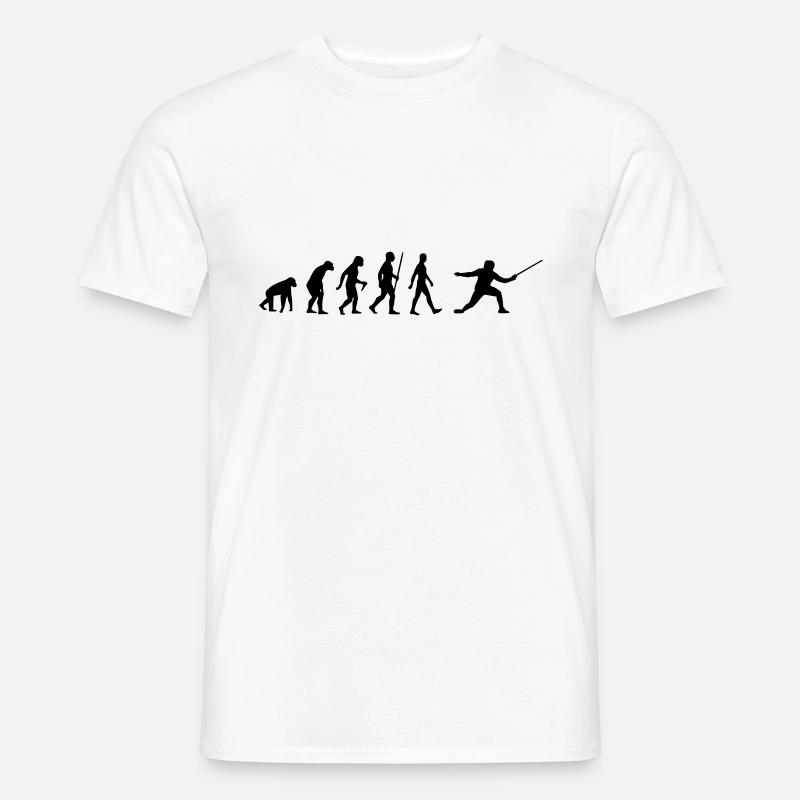 Evolution - Fechten, Sport, Kampfsport, Degen - Männer T-Shirt - Weiß