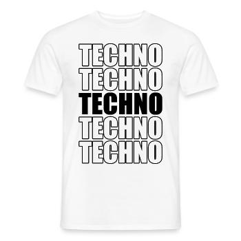 TECHNO - Men's T-Shirt - white - Front - AI Model Male 178 dark (178cm)