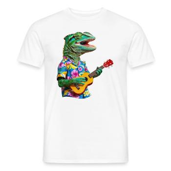Chamäleon spielt Ukulele - Männer T-Shirt - Weiß - Vorne - AI Model Male 178 dark (178cm)