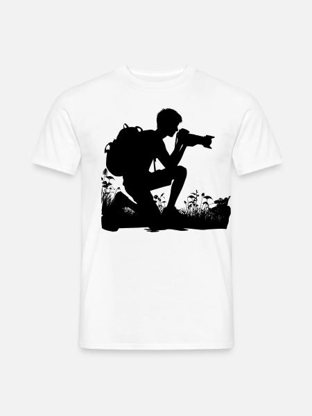 Fotograf Naturfotograf Umriss - Männer T-Shirt - Weiß