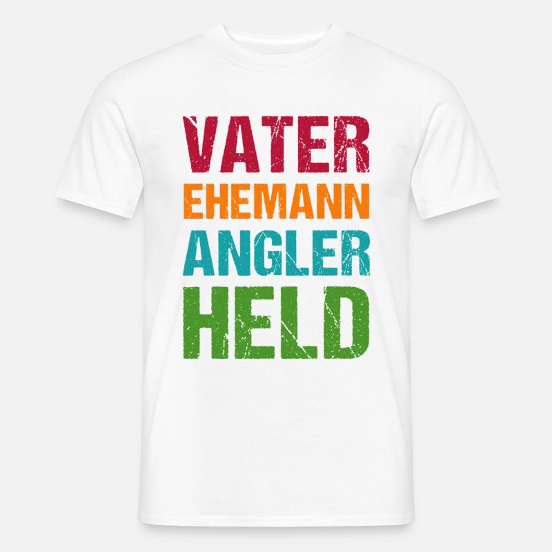 Ehemann Vater Angler Held - Männer T-Shirt - Weiß
