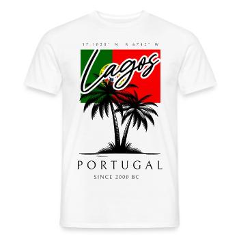 Lagos Algarve Portugal Palm Trees Travel Souvenir - Men's T-Shirt - white - Front - AI Model Male 178 dark (178cm)