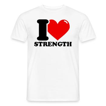 Ich liebe Kraft – Fitness-Gewichtheben lustig - Männer T-Shirt - Weiß - Vorne - AI Model Male 178 dark (178cm)
