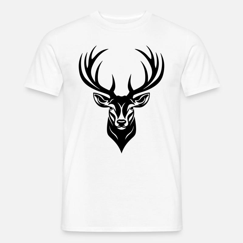 Hirsch Kopf - Männer T-Shirt - Weiß