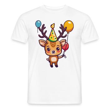 Bande dessinée d’anniversaire de cerf - T-shirt homme - blanc - Devant - AI Model Male 178 dark (178cm)
