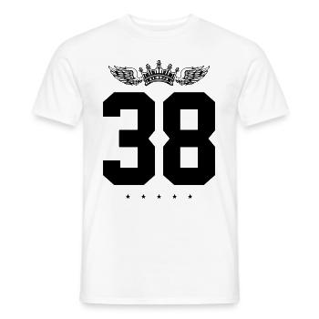 38 Number crown - Men's T-Shirt - white - Front - AI Model Male 178 dark (178cm)