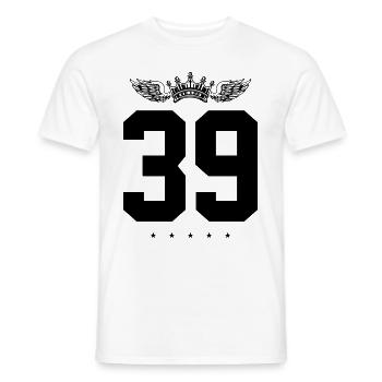 39 Number crown - Men's T-Shirt - white - Front - AI Model Male 178 dark (178cm)