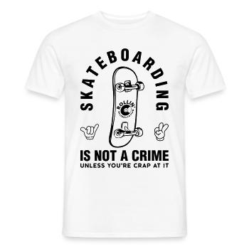 Skateboarding is not a Crime - ROLLIN' BRAND - Männer T-Shirt - Weiß - Vorne - AI Model Male 178 dark (178cm)