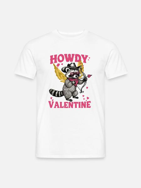 Valentinstag Waschbär Engelflügel Lustig Amor Herz - Männer T-Shirt - Weiß