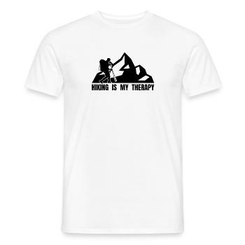 HIKING IS MY THERAPY - Wanderer Berge Gebirge - Men's T-Shirt - white - Front - AI Model Male 178 dark (178cm)