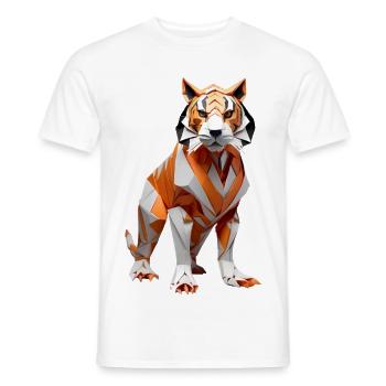 Geometric Low-Poly Tiger - Men's T-Shirt - white - Front - AI Model Male 178 dark (178cm)