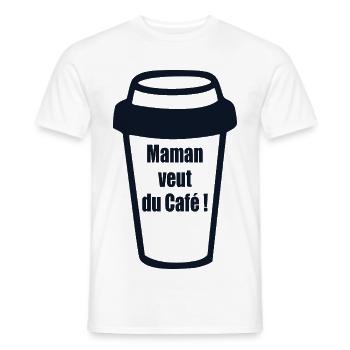 Maman Café - T-shirt homme - blanc - Devant - AI Model Male 178 dark (178cm)