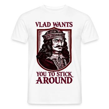 Vlad Wants You to Stick Around - Men's T-Shirt - white - Front - AI Model Male 178 dark (178cm)