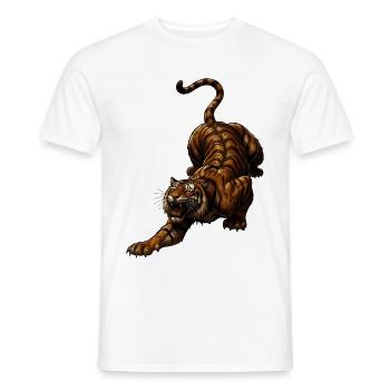 Tiger in the Leap Wild Dynamics - Men's T-Shirt - white - Front - AI Model Male 178 dark (178cm)