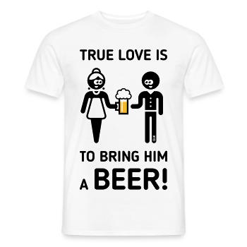 Wahre Liebe ist, ihm ein Bier zu bringen! (Trinker / 2C) - Männer T-Shirt - Weiß - Vorne - AI Model Male 178 dark (178cm)