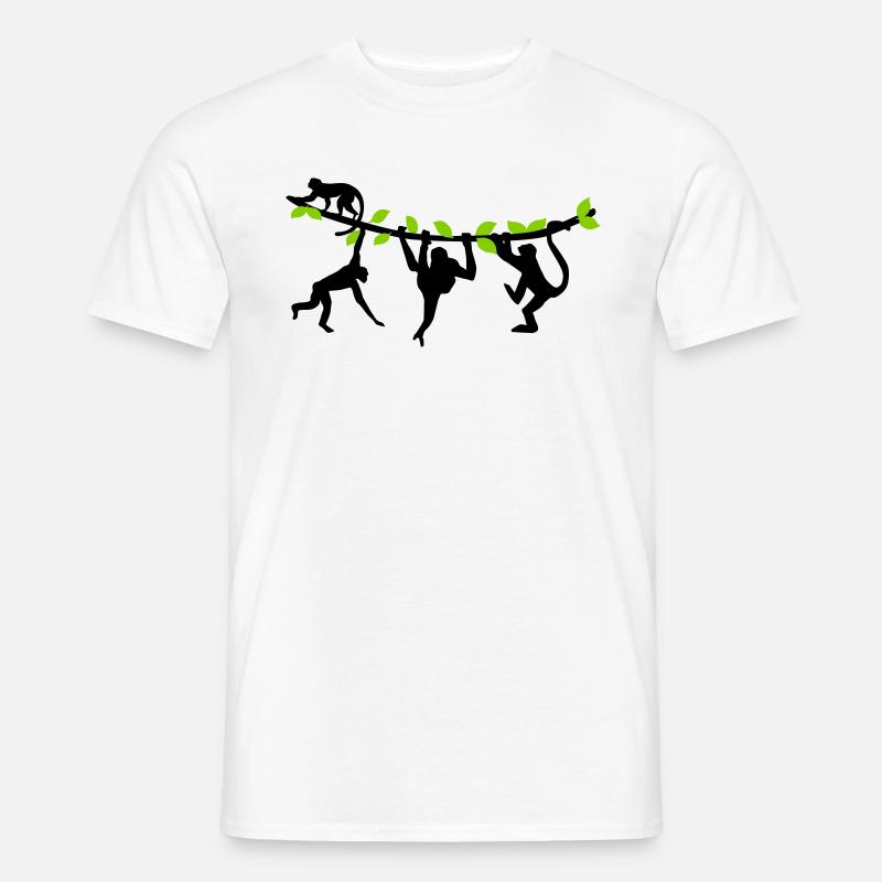 Affen beim Klettern - 2farbig - Männer T-Shirt - Weiß