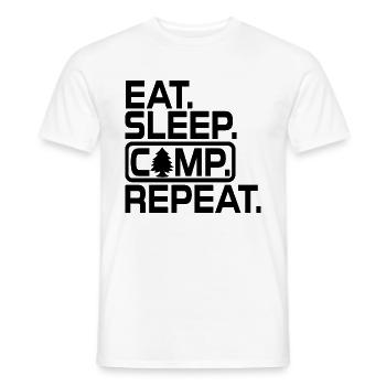 Eat Sleep Camp Repeat - Camping Lover, Camper Gift - Men's T-Shirt - white - Front - AI Model Male 178 dark (178cm)