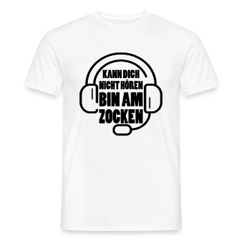 BIN AM ZOCKEN - Männer T-Shirt - Weiß - Vorne - AI Model Male 178 dark (178cm)
