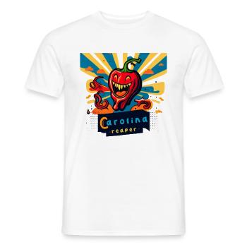 Carolina Reaper Hot Pepper Chili Head Funny Food - Men's T-Shirt - white - Front - AI Model Male 178 dark (178cm)