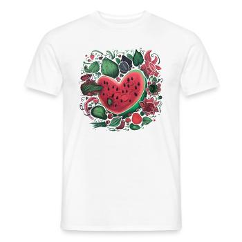 Wassermelone Fruitarian Erdbeeren Liebhaber Herz - Männer T-Shirt - Weiß - Vorne - AI Model Male 178 dark (178cm)